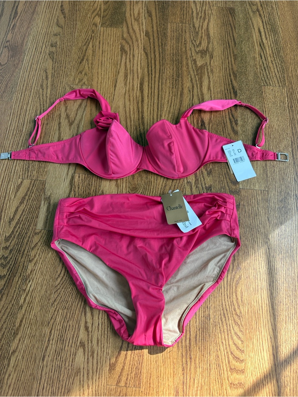 Chantelle Hot Pink Underwire Two-Piece Bikini Set
